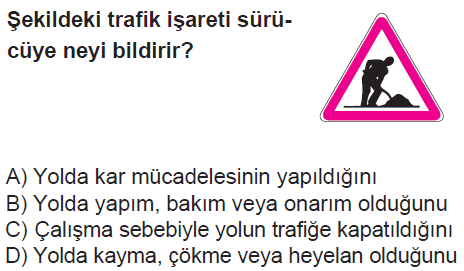 Şekildeki trafik işareti sürücüye neyi bildirir?