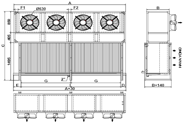 15.08.2014 630mm Şok Dondurucu Evaporatörler TİP A B C G FSL 63,11 S/H 1200 760 FSL 63,12 S/H 1200 900 2750 Kapasite (R 404A) 2750-9.