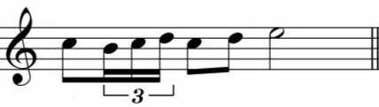 24 Grupetto, günümüzde de iki nota arasında görülür. Uygulanışı barok dönemde olduğu gibi önce ana ses duyurulur sonra süslemeye geçilir.