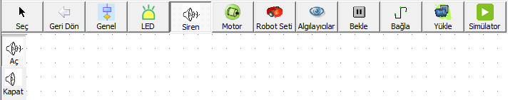 Şekil 32 Işık üretici modülü açıp kapatan bloklar 3.2.2 Siren Siren modülü sayesinde sireni açık veya kapalı konuma getirerek kontrol edebiliriz.