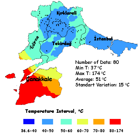 Türkiye de ilk 3 km için jeotermal kaynak potansiyeli, 3±1x10 23 J; ilk 10 km için jeotermal kaynak potansiyeli ise 4.