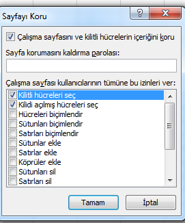 Sayfayı Koruma: Çalışmakta olduğunuz sayfayı korumaya alabilirsiniz. Bunun için; Gözden geçir menüsüne tıkladığınızda çalışma sayfanızı ve çalışma kitabını korumayı sağlayacak sekmeler açılır.