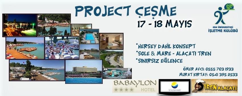 Çeşme 4 yıldızlı Babaylon Oteli nde 2 gün konaklayan, Kafepi Çeşme Beach Club da denizin tadını çıkartan, Alaçatı Tren de eğlenceli zamanlar yaşayan Ege Üniversitesi Öğrencileri için Çeşme Project,