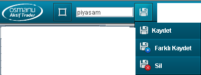 KENDİ SAYFANIZI OLUŞTURMA Tuşu ile ekranınızı temizledikten sonra; Osmanlı Aktif Trader menüsü altında yeni fiyat