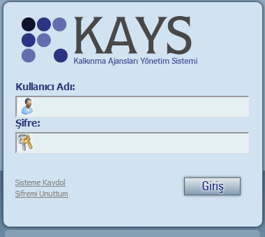 KAYS Kullanıcı Hesabı Açma İşlemleri: Başvuru yapabilmek için KAYS a kayıt olup kullanıcı adı ve şifre alınması gerekmektedir. Kullanıcı adı ve şifre almak için https://uygulama.kays.kalkinma.gov.