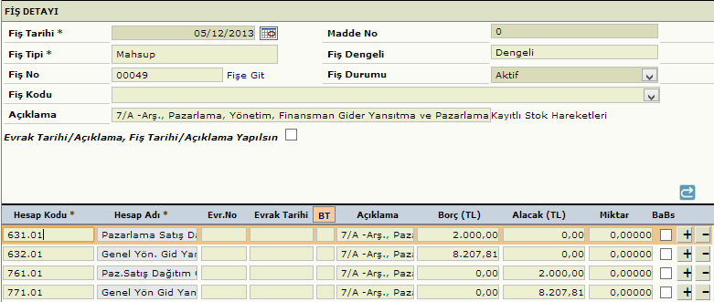 YANSITMA İŞLEMLERİ- FİŞ OLUŞTURMA-4