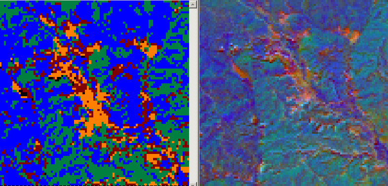 ġekil 10: Adana-Çiftehan bölgesinin Landsat 7TM, RGB 531 kompoziti ve bu görüntüden üretilen YönlendirilmemiĢ sınıflaması DELĠKTEPE KIZILTEPE