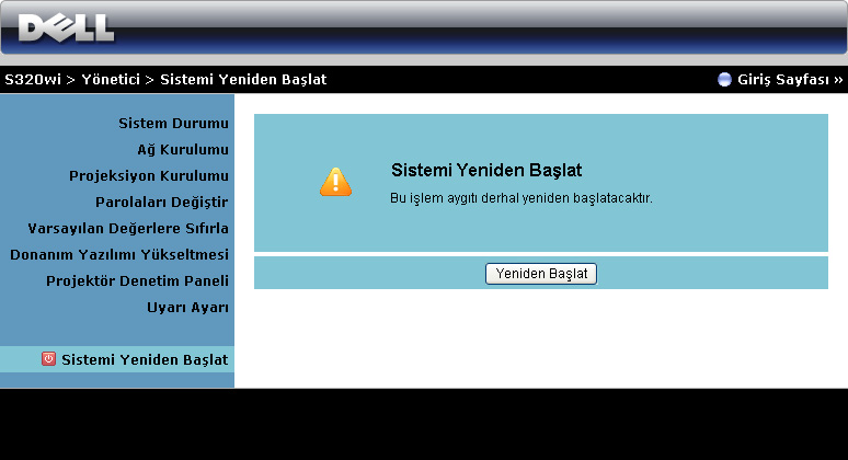 Sistemi Yeniden Başlat Sistemi