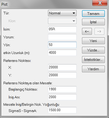 Hava Aracı Gürültüsünün Modellenmesi (I) Pistler Bir piste ait gürültü ile ilgili veriler Referans noktası Yön (kuzey ile yaptığı açı) Uçağın kalkış yaptığı noktaya olan