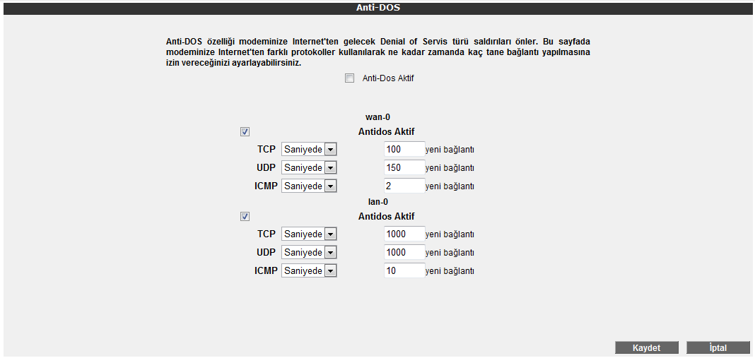 Tanımladığınız kuralın etkin olabilmesi için Erişim Kontrolünü Etkinleştir seçeneğini işaretleyip Kaydet e basınız. 6.3.