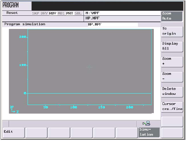 Resim 1.3: Simülasyon penceresi 1.1.3.2. Siemens Kontrollü Tezgâhlarda Simülasyon Yapma ĠĢlem Sırası Program Manager tuģuna basınız. Ekrandan çalıģtıracağınız programın üstüne gelip ve açınız.
