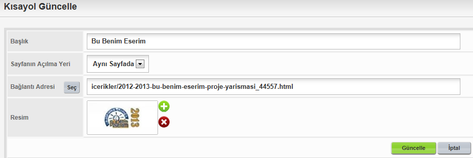 9. Fotoğraf Türü kısmından kısayolu, Resim kısmının karşısındaki Gözat bağlantısına tıklayarak görünmesini istediğimiz kısayol resminin bilgisayardaki adresini ve Açıklama kısmında