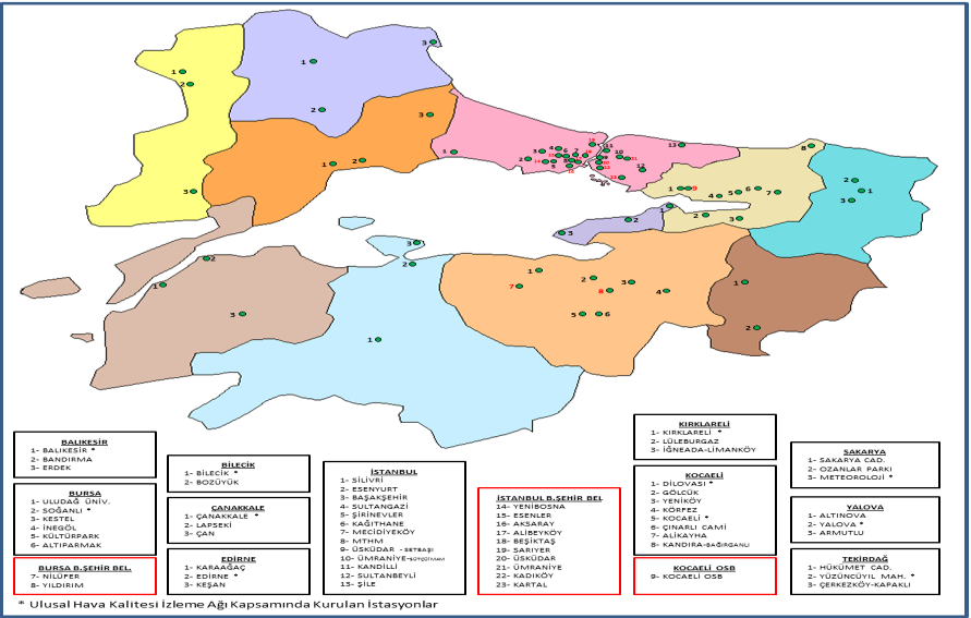 izleme, yönetim ve kurumsal altyapının oluşturulması ve diğer bölgeler için de, hava kalitesi alanında yapılacak çalışmalara model teşkil etmesi kurumun kurulmasındaki genel amacıdır. Şekil 1.