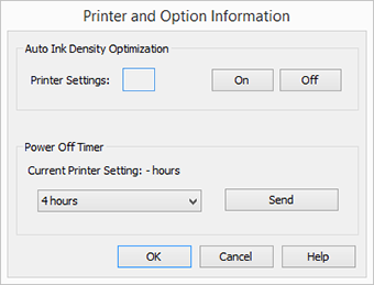 akım Auto Ink Density Optimization (Otomatik Mürekkep Yoğunluk Optimizasyonu) için, On (Açık) veya Off (Kapalı) seçimini gerçekleştirin. Ekrandaki yönergeleri izleyin.