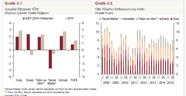 2015 yılının üçüncü çeyreğinde tüketici enflasyonu bir önceki çeyreğe kıyasla yaklaşık 0,75 puan artarak yüzde 7,95 oranına yükselmiştir.