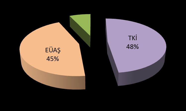 2011 Linyit Üretiminde Kuruluşların Payı Kurum Linyit Üretimi (milyon ton) TKİ