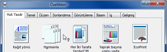 Yazdırma > Uygulamalardan Yazdırma 3 Yazd. Başlat Tamam düğmesini tıklatın. NOT Baskı ayarları ekranındaki sekmelere tıklayın ve baskı ayarlarını gereken şekilde yapılandırın.