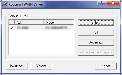 Kullanmadan Önce Hazırlık > Yazılımın Yüklenmesi TWAIN Sürücüsünün Ayarlanması TWAIN Sürücüsüne bu makineyi kaydedin. Ekranı görüntüleyin.