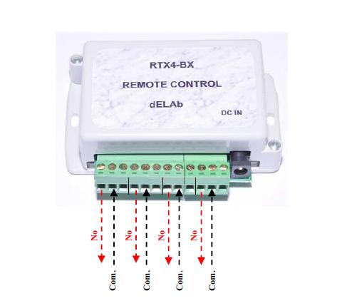 +12-24 V DC Ortak giriģiler ġekil 1. Dört kanal radyo kontrol seti ġekil 1 de ki gibi uzaktan kumanda 12-24 V ile (DA) ile çalıģabilmektedir. Bu proje de 12 V (DA) kullanılacaktır.