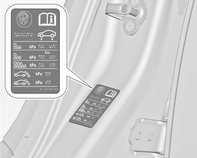 Lastik hava basınçları 3 304. Sol ön kapı çerçevesindeki lastik hava basıncı bilgileri etiketi, orijinal donanım lastikleri ve ilgili lastik hava basınçlarını gösterir.