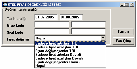 Stok Yönetimi STOK BARKOD LĐSTESĐ Stok yönetimi Stok listeleri Minimum / Maksimum stok listesi Stok sicillerine barkod etiketi düzenlemek için kullanılır.