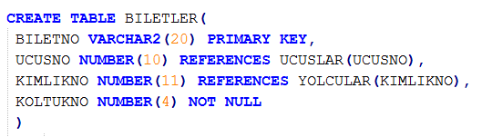 20.-25. sorular aşağıda verilen veritabanı yapısı kullanılarak PL/SQL kodları ile cevaplandırılacaktır 20.