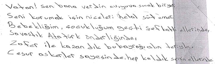 860 Abdullah DAĞTAŞ (1) KEYB: (ġiir) b) Anahtar kavramın ülkemizi bağımsızlığa ulaģtıran önderimizi, önderimizin gerçekleģtirdiklerini ve bunların zihinde çağrıģtırdıklarını duygusal olarak anlatan