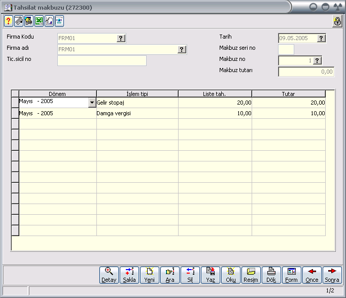 makbuzu ile ilgili örnek bir ekran aşağıda verilmiştir.
