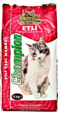 KURU KEDİ MAMASI - ETLİ 4 CHAMPION ETLİ YETİŞKİN KEDİ MAMASI 400 GR Ürün Kodu: 1362 Stok Kodu : J5200001362 Koli İçi Adet: 12'li CHAMPION ETLİ YETİŞKİN KEDİ