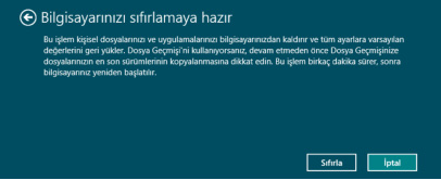 WINDOWS GERİ YÜKLEME VE SIFIRLAMA Adım 4: Karşınıza iki seçenek gelecektir.