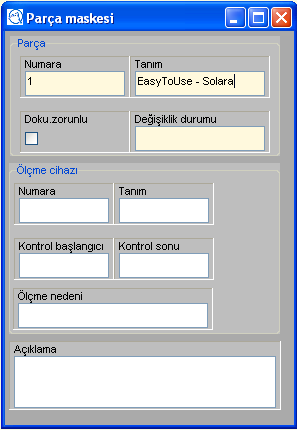 mesiyle seçilen kontrol planı yüklenir ve değerlendirilir.