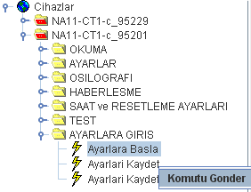 3 Tüm değişiklikler yapıldıktan sonra yeni ayarların röleye aktarılması için programlamanın sonlandırılması gerekmektedir Bunun için sırayla AYARLARA GİRİŞ Ayarları Kaydet sağ tıklayıp Komutu Gonder