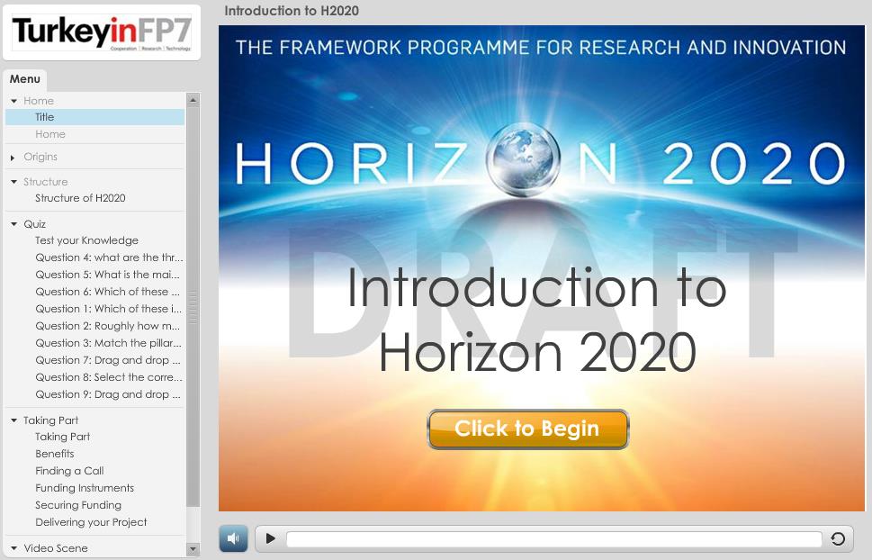 E-öğrenme Aracı-H2020 Yapım aşamasında olan H2020 e-öğrenme aracı sizlere