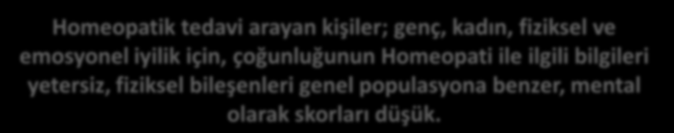 Homeopatik tedavi arayan kişiler; genç, kadın, fiziksel ve emosyonel iyilik için, çoğunluğunun Homeopati