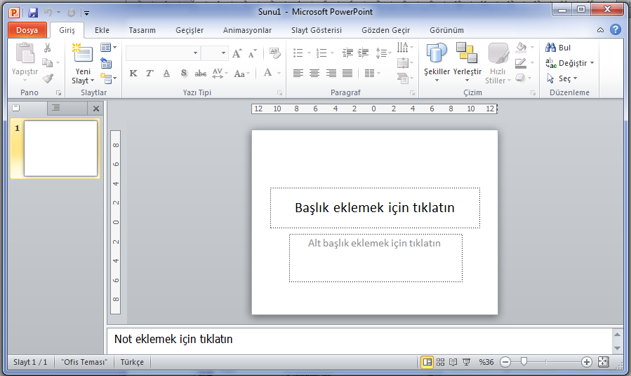 2. Farenin okunu Tüm Programlar üzerine getirin. 2 3. Çıkan seçeneklerden Microsoft Office, ardından da Microsoft Office PowerPoint2010 seçeneği üzerini tıklayın.