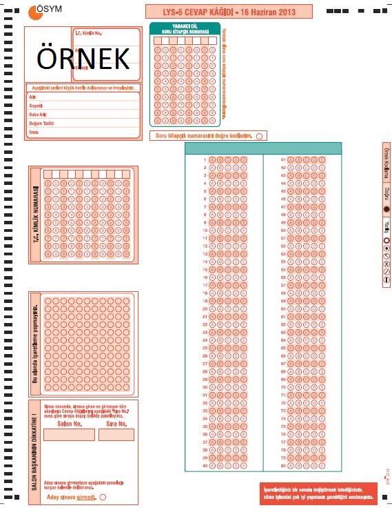 LYS-5 CEVAP KAĞIDI 14 HAZİRAN 2015 Yabancı Dil Soru kitapçık numarasının kodlandığı alan Adayın kimlik bilgileri ve imzası Aday kodlamaları doğru yaptığını onaylar.