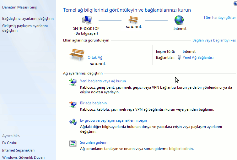 44 Denetim masasında yapılmak istenen bir işleme ulaşmak için işleme ait simgeye çift tıklanabileceği gibi sağ üst köşede bulunan Denetim Masasında Ara arama kutusuna işlem adını yazılarak ta