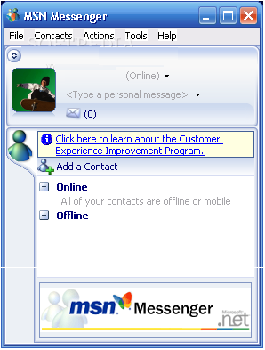 1. MSN Messenger programını açınaşağıda gösterilen gibi bir pencere açılacaktır. 2.