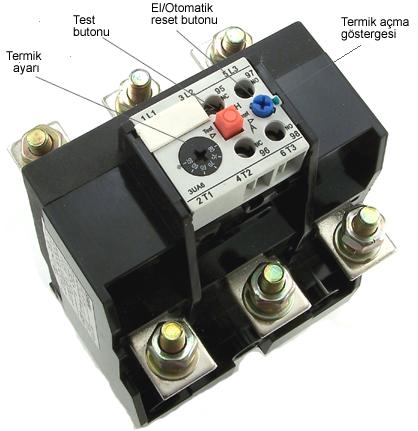 gelmez. Önce termik rölenin açmasına yol açan arıza giderilir. Ondan sonra röle üzerindeki reset butonuna basılarak kapama engeli kaldırılır böylece röle kontağı kapanarak röle kurulmuş olur.