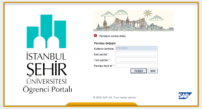 SAP PORTALA GİRİŞ http://sap.sehir.edu.tr adresine giriniz. Gelen ekranda size verilmiş olan kullanıcı adı ve şifreniz ile giriş yapabilirsiniz.