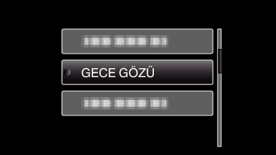 Kayıt Elle Kayıt Menüsü Aşağıdaki öğeler ayarlanabilir Ad SAHNE SEÇİMİ Tanımlama 0 Çekim koşullarına uygun kayıtlar kolayca yerine getirebilir Sahne Seç (A sayfa 25) Sahne Seç Sıkça karşılaşılan