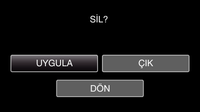 Düzenleme Seçilen Dosyaların Silinmesi Seçilen dosyaları siler DOWN/> düğmesine basın 7 UYGULA nı seçip OK üzerine basın UYARI : 0 Silinen dosyalar geri yüklenemez 1 Yeniden oynatma modunu seçin 0