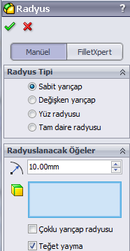 Standart; delik standartlarının seçildiği bölümdür. Tip; delikte kullanılacak vida başının tipi seçilir. Delik spesifikasyonları; seçeneğinde deliğin boyutlarının tanımlandığı bölümdür.