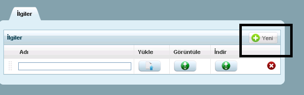 Evraka İlgi ekleme : Ana evrak ekleme ekranında ilgi tabına basılır.çıkan ekranda yeni butonuna basılır.adı kısmı doldurulur.