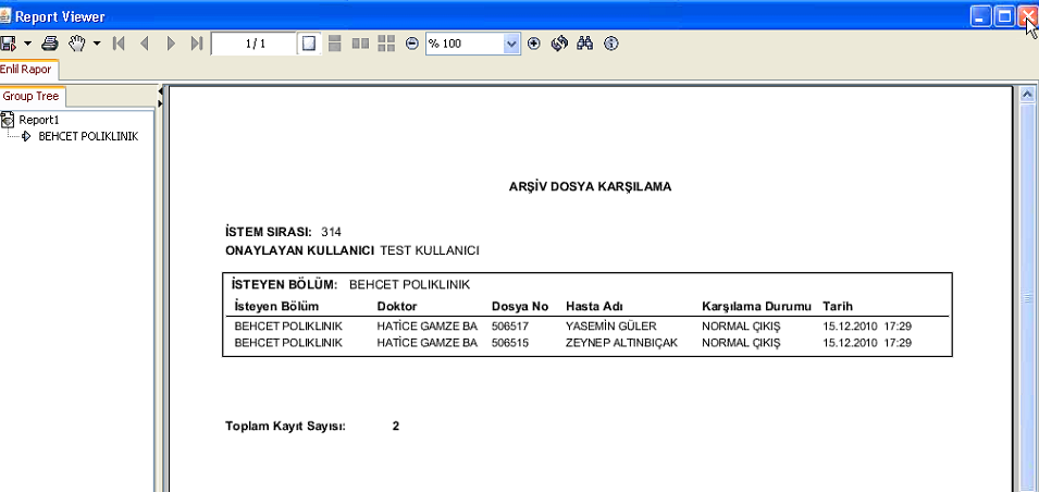 numaralı alanda, iģlem düğmeleri bulunur. Sorgulama, gönderme, yazdırma iģlemleri buradan yapılır. numaralı alanda, sorgulama sonucunda bölümlerden istenmiģ dosyalar listelenir.