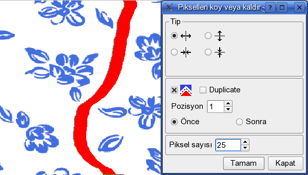 3. çıkarmak veya eklemek istediğiniz piksel sayısı 4.