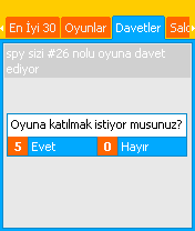 Davetler Masayı açan kullanıcılar, oyun için gerekli diğer oyuncuları davet yolu ile masalarına davet ederler. Bu şekilde size yapılan tüm davetler, Davetler ekranında görüntülenecektir.