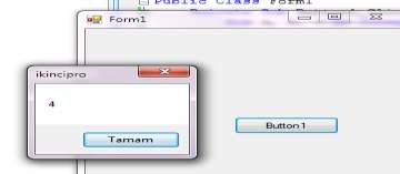 Adres //aliatalay.net Eğitim Fakültesi Böte Visual 2008 basic ders notları 12 Dim a, b, c As Integer TextBox3.Text = Val(TextBox1.Text) + TextBox2.Text ġimdi gerçek sonucu bulabiliriz.