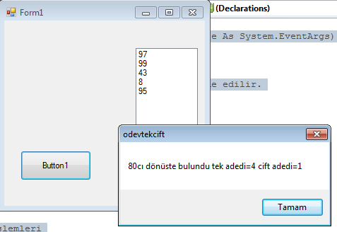 Adres //aliatalay.net Eğitim Fakültesi Böte Visual 2008 basic ders notları 34 AĢağıdaki örnek çıktı karģımıza gelir.