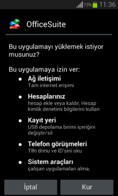 Android Güvenlik Mekanizmaları Anroid İzin Modeli Korunan kaynaklara erişim OS üzerinden olur. Korunan kaynaklara erişim için izin talep edilmelidir.